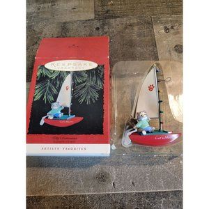 Hallmark kitty's Catamaran 1994 ornament Xmas boat decor